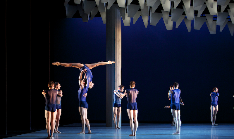 Owen Thorne, Eve Mutso and the Company in Martin Lawrance’s Run For It. Photograph by Andrew Ross