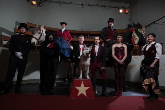 Adam Sherwood, Pluto, Bear, Bethany Martin, Chris Allan, Cory Duffy, Jacob Martin, Sophie Robson, Noble, Sue Martin. Photo © Peter Dibdin