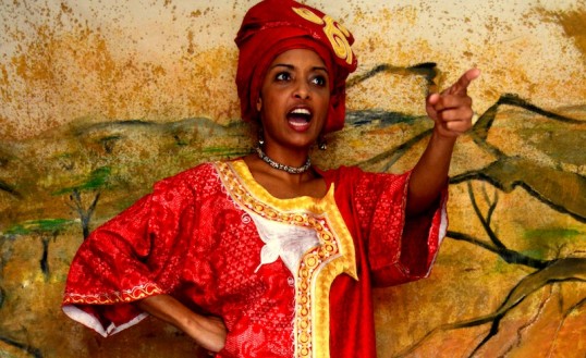 Isla Menzies as Nzinga in an early publicity photo.