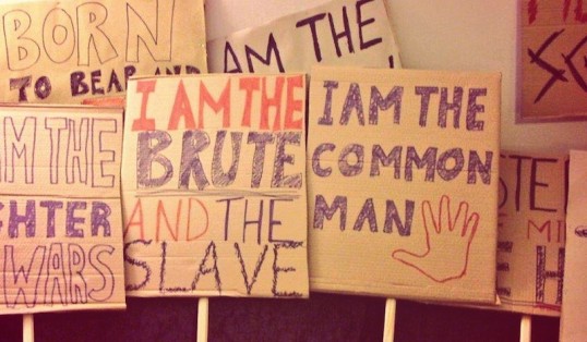 Posters used in the Common Man project. Photo: Philippa Tomlin