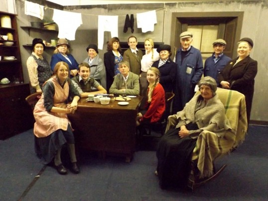 The complete cast of Leitheatre's Men Should Weep. Photo Marion Donohoe