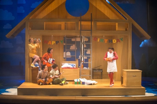 Sophie's birthday - Emily Byrt, Martin Murphy, Neshla Caplan,Tom Mackley and Robyn Milne in The BFG.  Photo: Tommy Ga-Ken Wan
