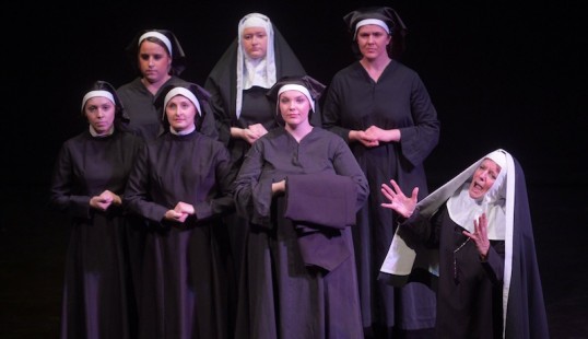 Dorothy Johnstone as Mother Superior, with her choir of nuns. Photo Phil Wilkinson