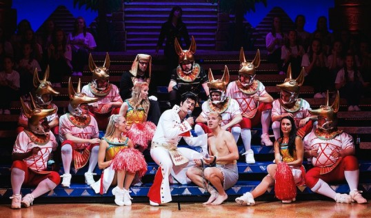 Joseph and the Amazing Technicolor Dreamcoat - Matt Lapinskas as Pharaoh and Lloyd Daniels as Joseph. Photo: Darren Bell
