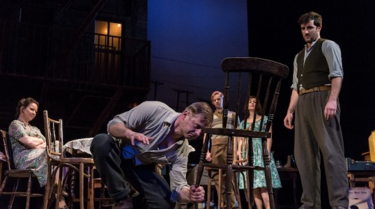 Teresa Banham (Beatrice) Jonathan Guy Lewis (Eddie) James Rastall (Rodolpho) Daisy Boulton (Catherine) and Philip Cairns (Marco). Photo Consortium Theatre Company