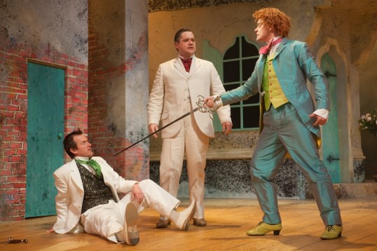 John Kielty as Florindo , Grant O' Rourke as Tonino and James Anthony Pearson as Lelio Photo Alan McCredie
