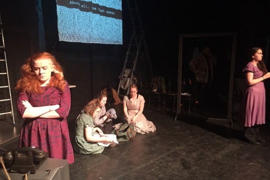 The five JUdiths. Maegan Hearons with Itsaso Etxeberria Monreal, Gillian Bain, Noora Muhonen and Erin Louise McGee.   Photo Connel Burnett