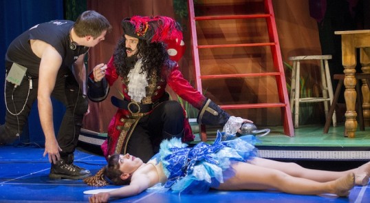 Chris Leask, Laurence Pears and Naomi Sheldon. Photo: The Play that Goes Wrong