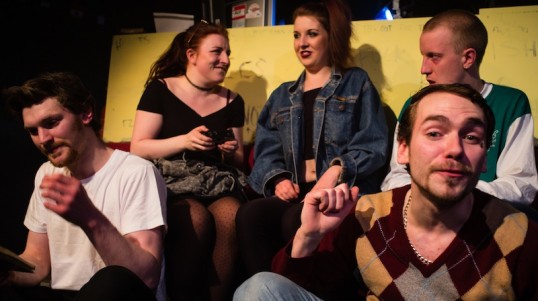 The Trainspotting cast get in your face. Photo: Christopher Tribble