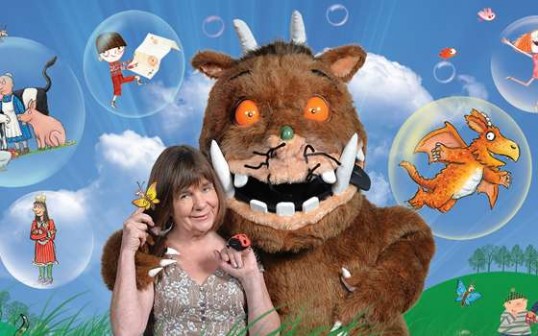 Julia Donaldson and her creations. Publicity image