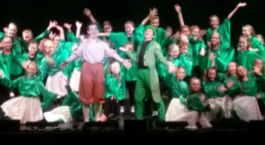 Cameron Kilgore and Machael Barker with the frog chorus. Photo: LYAMC