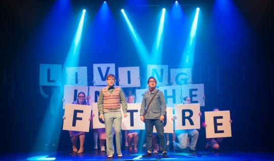 Matt McDonagh (Michael Dork), Tim Pearson (Lucas Lloyd) and company. Photo: Nicky Graham