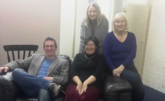 Losers - Euan McIntyre, Fiona Robertson, Lynne Morris (standing) and Sally Pagan. Photo: Leitheatre