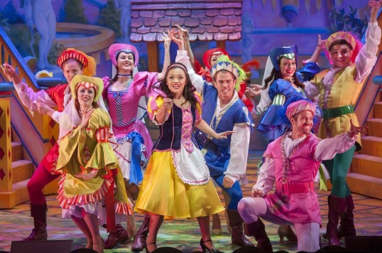 Frances Mayli McCann (Snow White) with the ensemble. Photo: Douglas Robertson