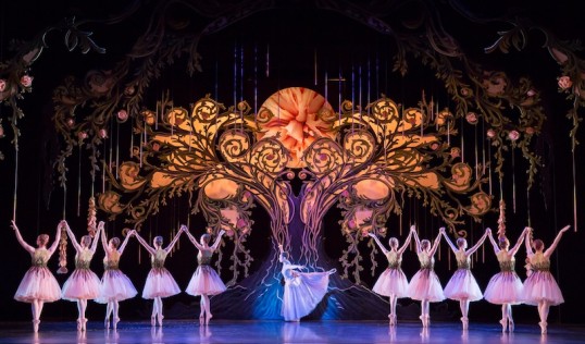 Araminta Wraith as the Godmother with Company members as Roses in Christopher Hampson’s Cinderella. Photo: Andy Ross
