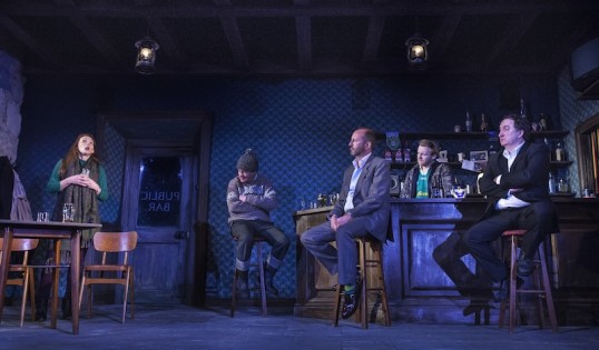 Lucianne McEvoy (Valerie), Darragh Kelly (Jim), Frank McCusker (Finbar), Brian Gleeson (Brendan) and Gary Lydon (Jack). Photo: Drew Farrell