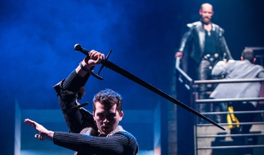 "McMillan rightly condemns the tiresome insistence on Scotland being a cold, small, rainy country, full of violence but lacking fruit, that drew easy laughs even in The James Plays. The cultural cringe dies hard." Daniel Cahill and Matthew Pidgeon in James III. Photo: Tommy Ga-Ken Wan