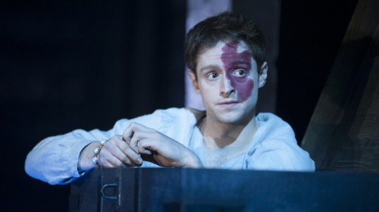 My King likes to hide in boxes. Andrew Rothney as James II. photo Tommy Ga-Ken Wan