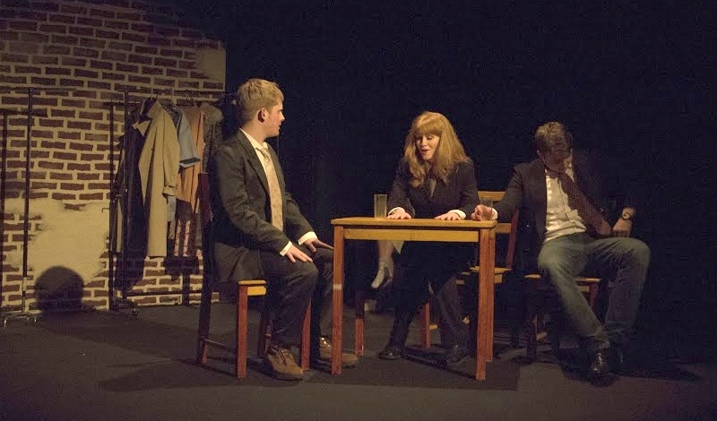 Andrew Hally (Joe Pitt), Emily Deans (Marin) and Peter Morrison (Roy Cohn). Photo EUTC