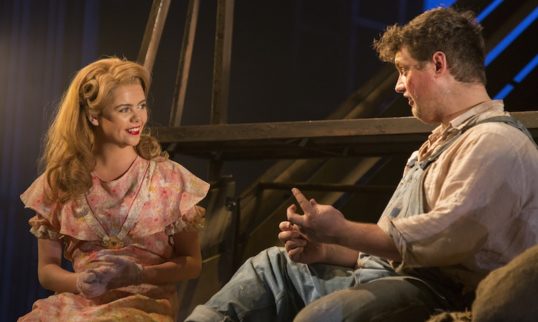 Saoirse-Monica Jackson (Curley's Wife) and Kristian Phillips (Lennie). Photo: The Touring Consortium