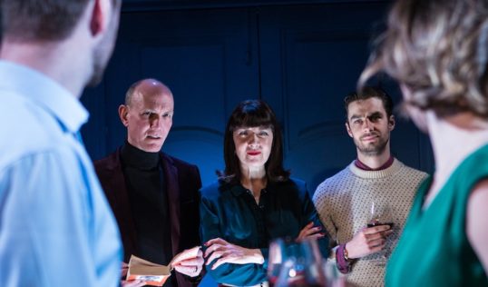 Maureen Beattie (centre) with the cast of Right Now at the Travese. Photo HelenMurray