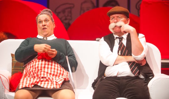 Maw Broon (Joyce Falconer) and Paw Broon (Paul Riley) put the world to rights in The Broons, coming to the King's in November. Photo: Tommy Ga-Ken Wan