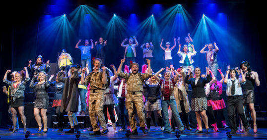 Donald Randall (Davy), Fraser Jamieson (Ally) and cast. Photo: Nicky Graham (Modern Take Photography)