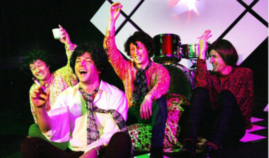 Euan Cuthbertson as Syd Barrett and the cast of One Thinks of it All As A Dream. Photo Leslie Black
