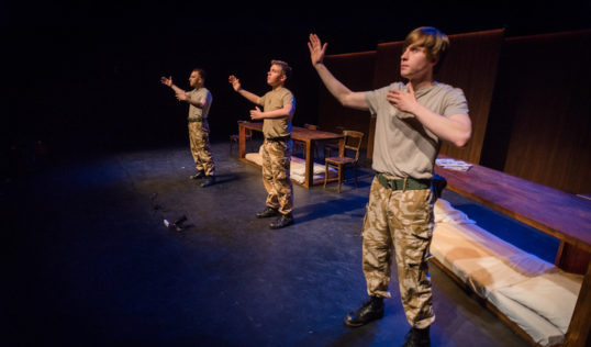 The lads learn to waltz in Sheep from Tron Young Company. Photo Andy Catlin.