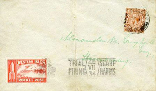 An original piece of 1934 Rocket Post. Image courtesy: Museum nan Eilean