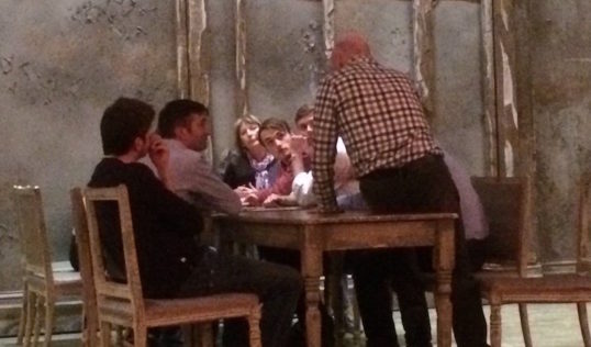 Rehearsing the "Wine Shop" Scene. Photo: Suzanne Senior