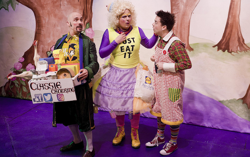 Mat Urey as Murdo, Keith McLeish as Dame Agnes and Martin Murphy as Angus