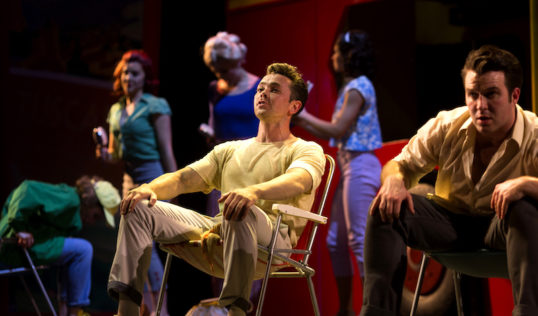 Ray Quinn (Don) and Billy Roberts (Steve) in Summer Holiday with the Do Re Mi's in the background