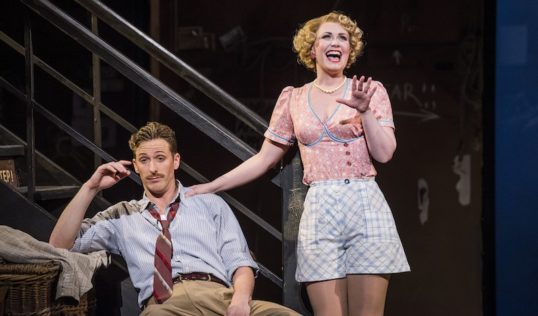 Alan Burkitt as Bill Calhoun and Zoë Rainey as Lois Lane In the Opera North production of Kiss Me Kate. Pic Tristram Kenton