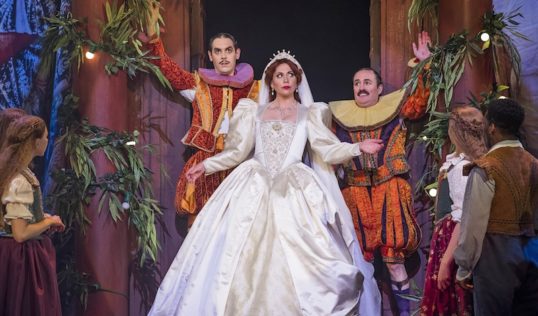 John Savournin as Second Gunman, Stephanie Corley as Kate and Joseph Shovelton as First Gunman In the Opera North production of Kiss Me Kate. Pic Tristram Kenton John Savournin as Second Gunman, Stephanie Corley as Kate and Joseph Shovelton as First Gunman In the Opera North production of Kiss Me Kate. Pic Tristram Kenton