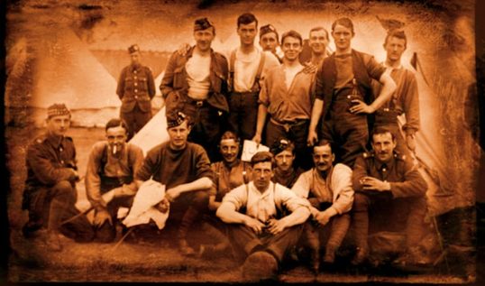 Members of McCrae's Battalion in the trenches in France.