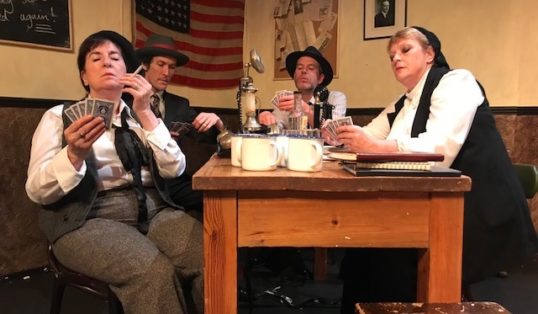 Edith Peers, Matthew Jeorett, Felix McLaughlin, Mags McPherson. Pic Stefan Heumann The Front Page Edinburgh Theatre Arts EdFringe 2018