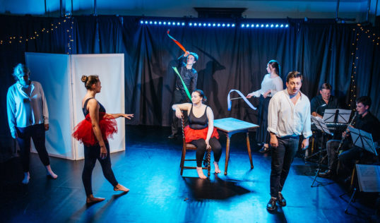 The Tumbling Lassie Edinburgh Studio Opera EdFringe 2018 Hannah Leggatt, Kirsty Norman, Angus Bruce-Gardyne, Erin McCrystal, Aine Cassidy, Luca Hlaing, Stuart Hope and Andrew McCroskie. Pic Andrew Perry