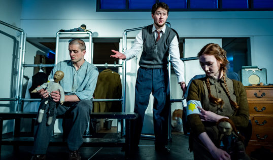 Fraser MacRae (Adzio), Fraser Dodds (Dr Korzak) and Lianne Harris (Stephanie) in Dr Korczak's Example from Strange Town. Pic: Andy Catlin