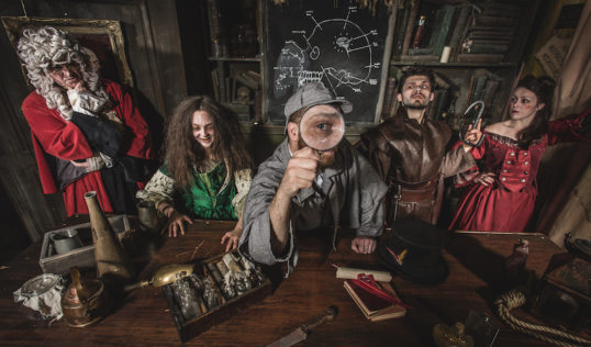 The Deadly Dungeon Murder Mystery cast get spooky. Pic Edinburgh Dungeon.