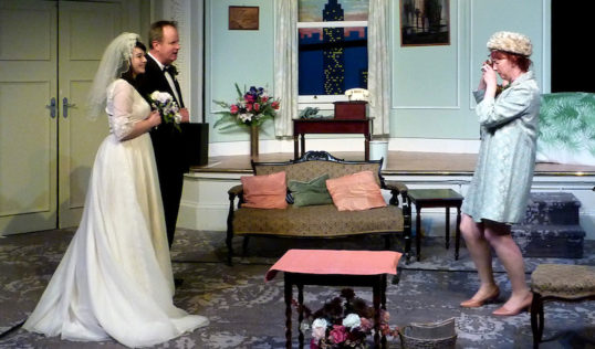 Plaza Suite Act 3 Georgia Smith as Mimsy Hubley, Derek Melon as Roy Hubley and Therese Gallagher as Norma Hubley