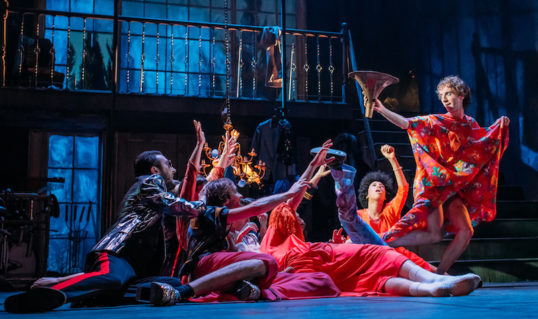 Twelfth Night Lyceum 2018 Brian James O'Sullivan, Meilyr Jones, Jade Ogugua, Dylan Read. Photo credit Mihaela Bodlovic