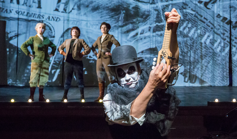 Danielle Farrow, (Scotland) Alina Tinnefeld, (Germany) Sophia McLean (Scotland) and Martyn Jacques of The Tiger Lillies appearing in The Last Days of Mankind at Leith Theatre
