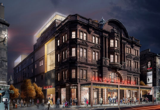 Visualisation of the front elevation corner, looking down Tarvit Street. By Bennetts Associates