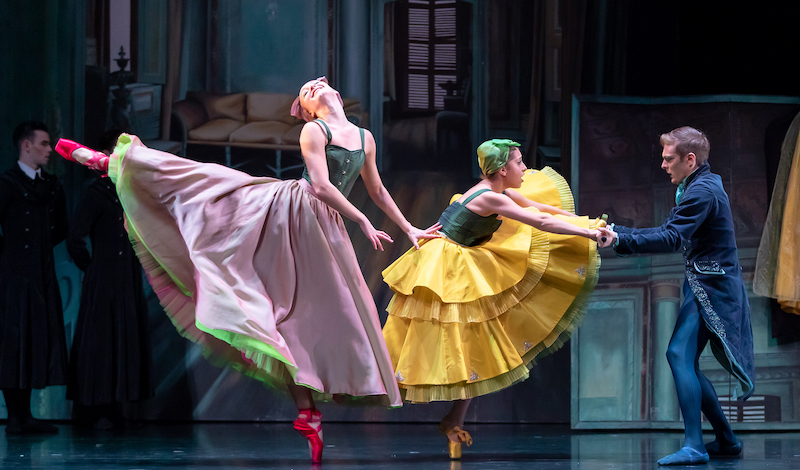 Grace Horler (Tall step sister), Kayla Maree-Tarantolo (short step sister) and Jamiel Laurence (dancing master). Pic: Andy Ross