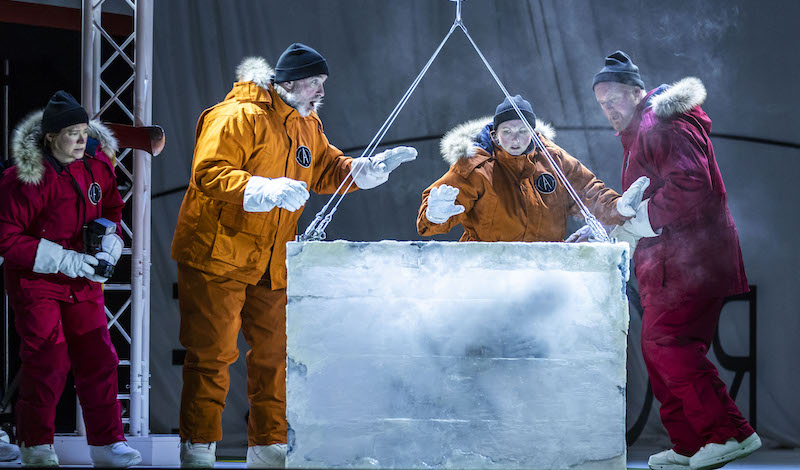Sarah Champion, Stephen Gadd, Jeni Bern and Mark Le Brocq in Anthropocene. Scottish Opera 2019. Credit James Glossop.