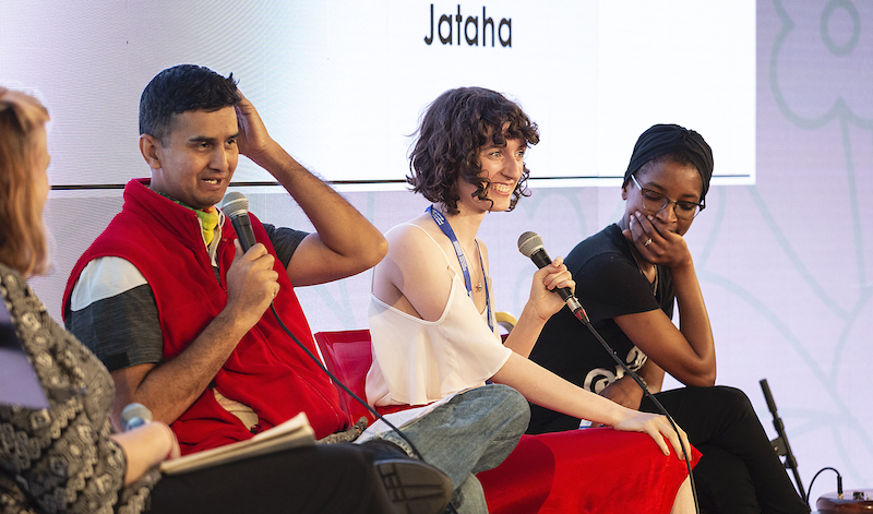 Imam Baksh, Roseanne Watt and Beldina Odenyo Onassis. Pic EIBF