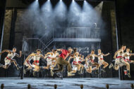 Performers dancing on the set of Bugsy Malone.