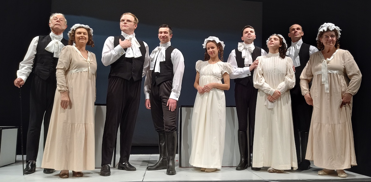 The cast of Leitheatre’s Vanity Fair. Pic Marion Donohoe