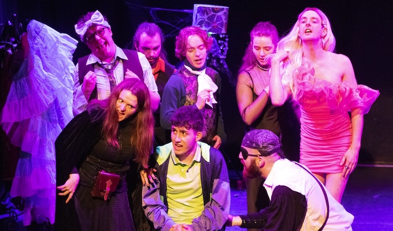 George Lewis Warwick (centre) and the Cam Die With Me cast